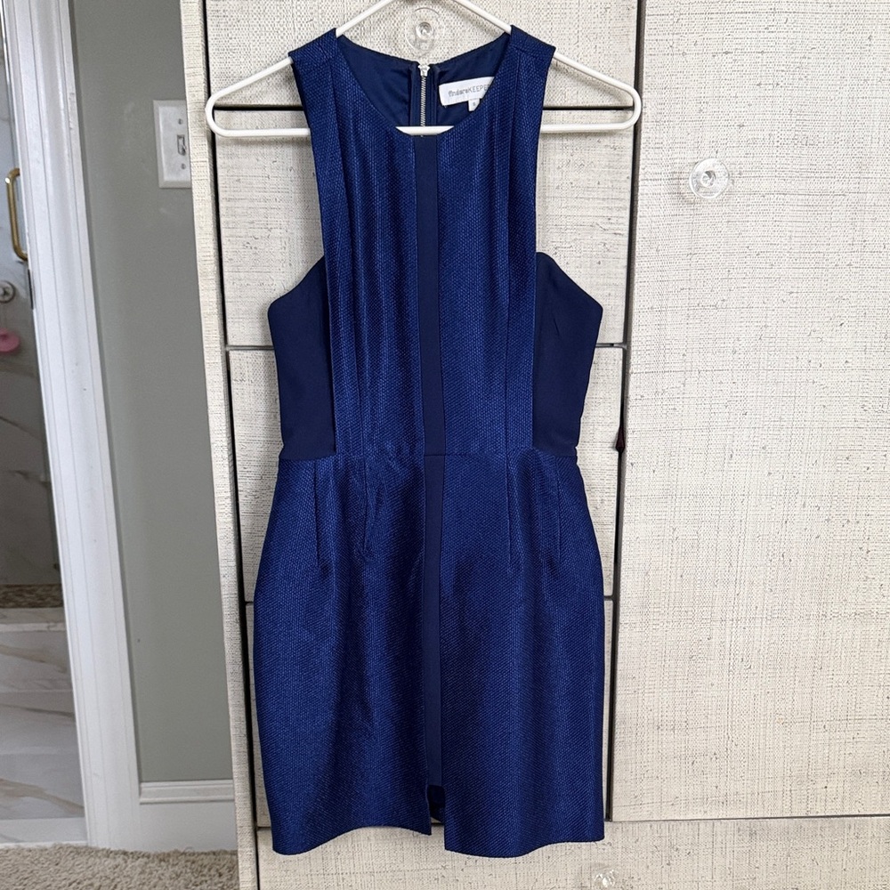Finders Keepers Navy Textured Dress